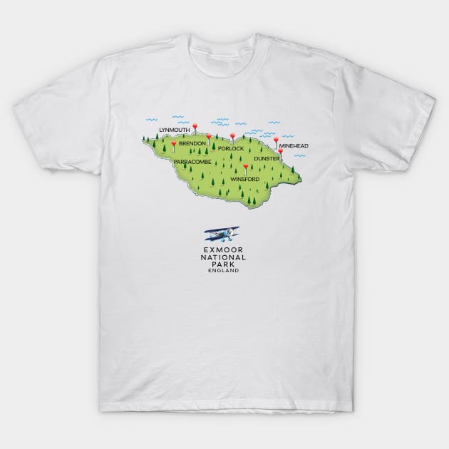 Exmoor National Park map T-Shirt by nickemporium1
